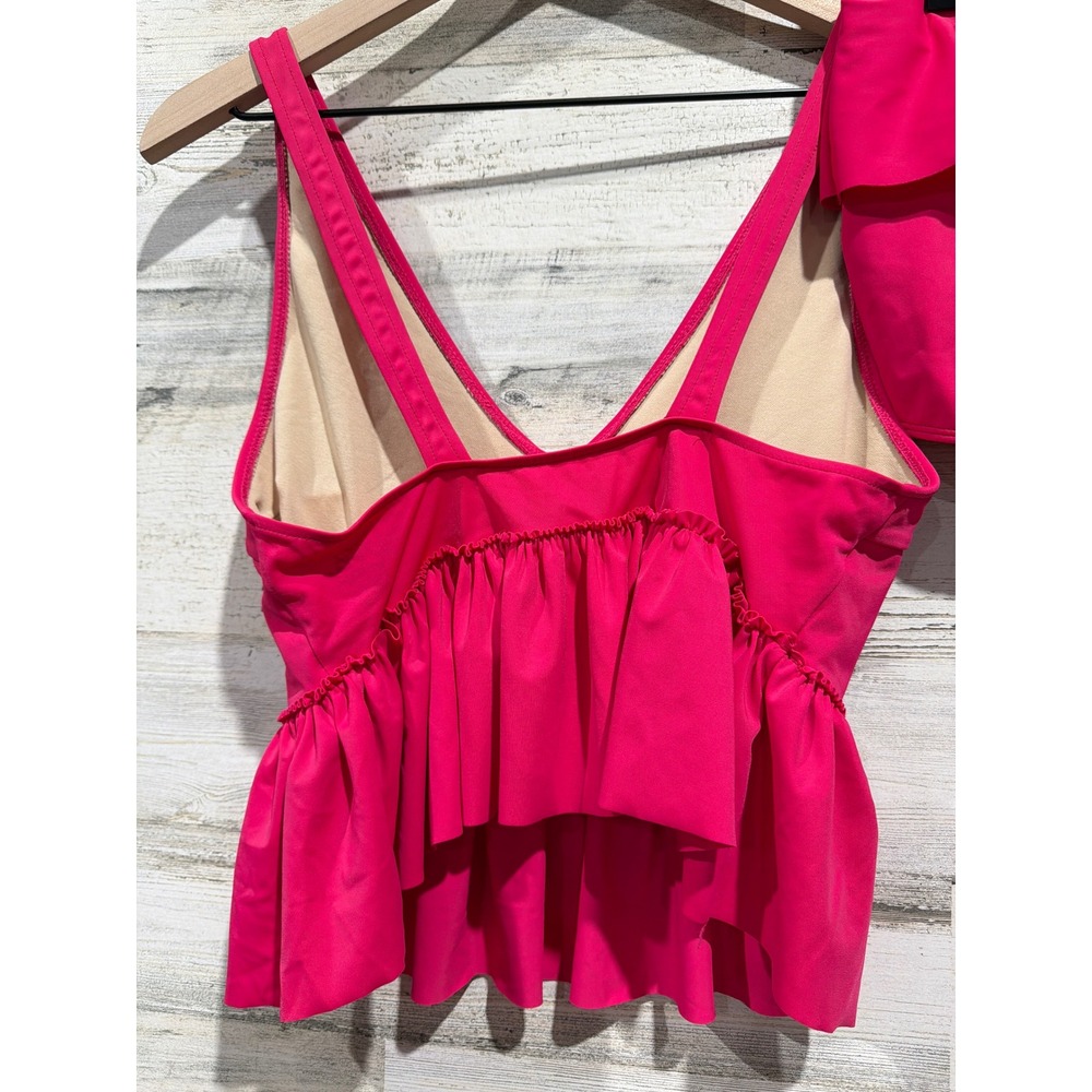 Kortni Jeane Swimsuit Women Medium Pink Ruffle Peplum Retro Barbiecore - Picture 6 of 8